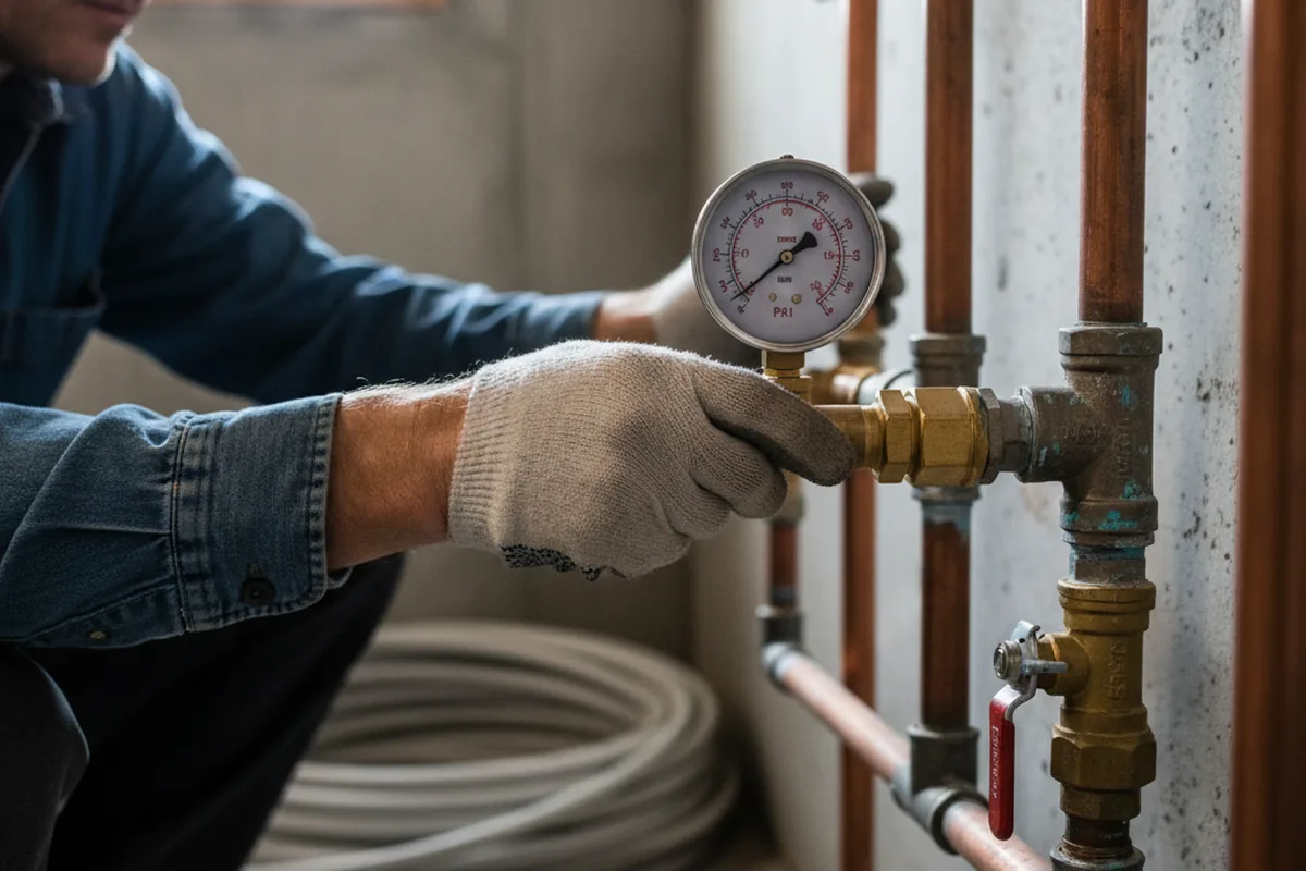 Pressure testing a repaired line during Water Line Repair in Guinda